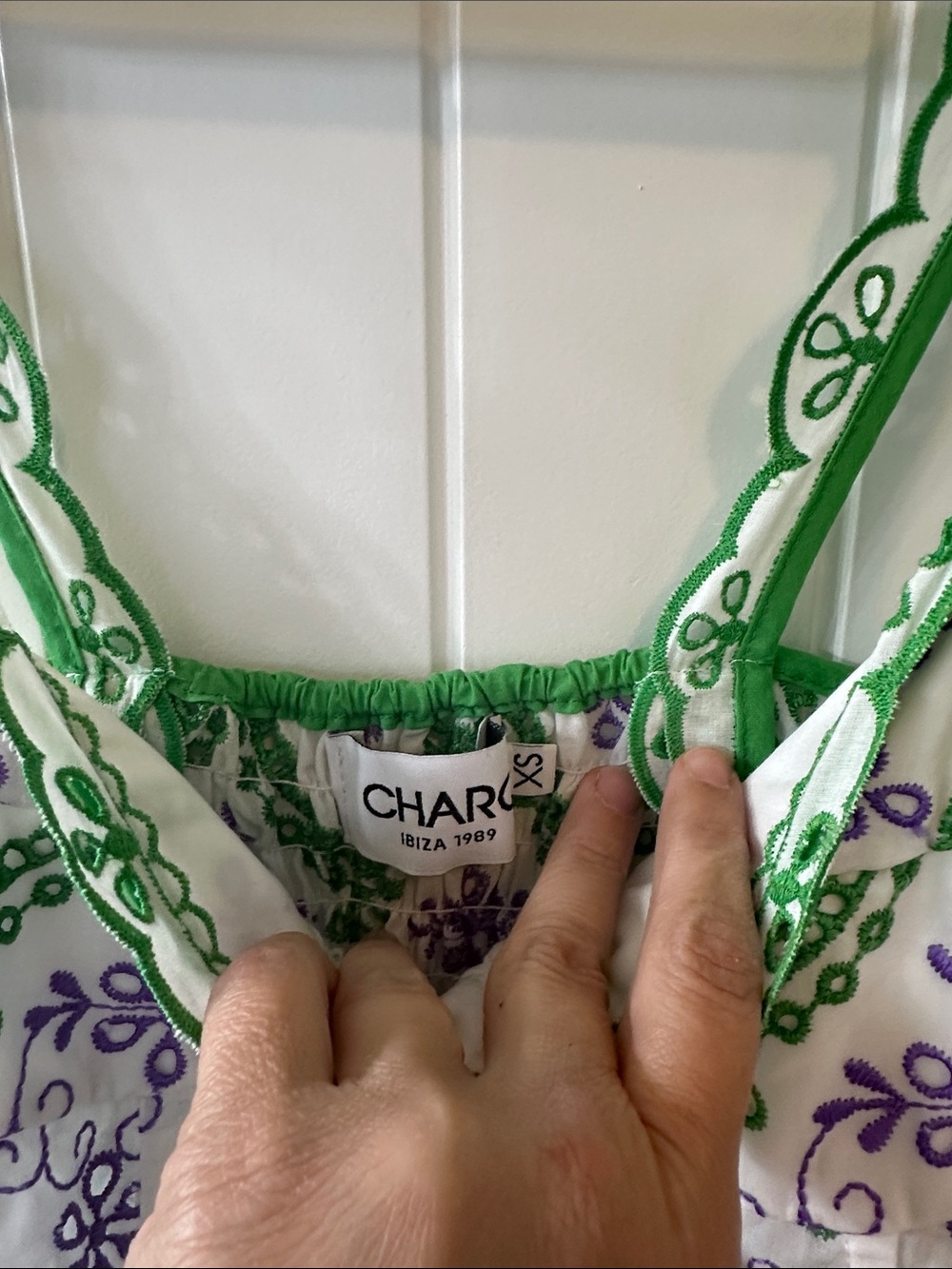 Charo Ruiz Ibiza Eyelet Purple and Green Dress Size-XS - Picture 6 of 8